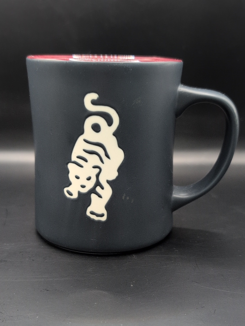 STARBUCKS Bone China Sumatra Tiger Mug Matte Black with Etched Design 2012